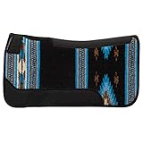 Weaver Leather Uni-Erwachsene Pony Contoured Single Weave Wool Blend Felt Saddle Pad Schabracke, Schwarz/Blau, 23' L x 24' W