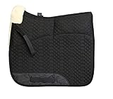 Engel Reitsport | SCHABRA1AP-D-SCH-MED | Schabracke | Aufpolster Korrektur | Steppstoff | Lammfell im Sattelbereich | Half Lined |Fellkranz vorne | Dressur | Stoff schwarz Fell med.